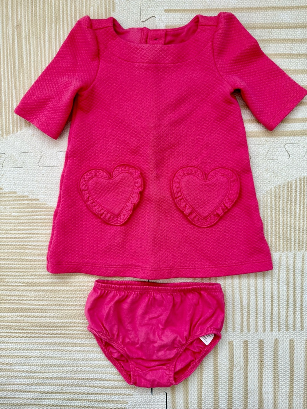 Janie and Jack Bright Pink Textured Button-Up Dress